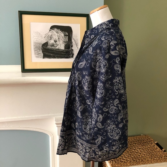 Citicraze Navy Paisley Button-Up Blouse - Picture 7 of 11